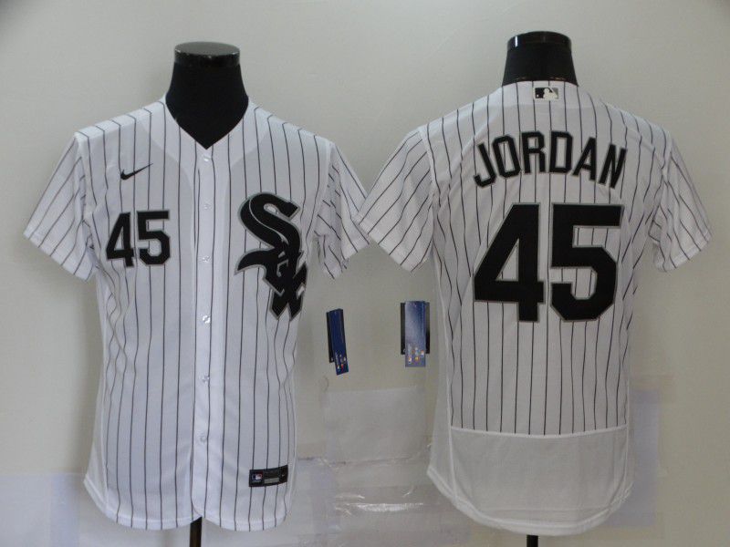 Men Chicago White Sox 45 Jordan White Elite Nike MLB Jerseys